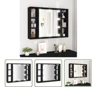 The Living Store armoire de toilette avec LED noir 76x15x55 cm