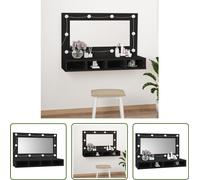 The Living Store armoire de toilette avec LED noir 90x31,5x62 cm