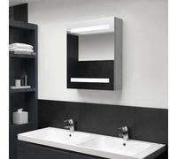 The Living Store armoire de toilette LED gris béton 50x14x60 cm