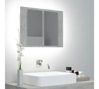 The Living Store armoire de toilette LED gris béton 60x12x45 cm acrylique