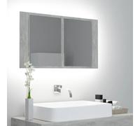 The Living Store armoire de toilette LED gris béton 80x12x45 cm acrylique