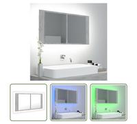 The Living Store armoire de toilette LED gris béton 90x12x45 cm acrylique