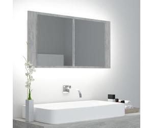 The Living Store armoire de toilette LED gris béton 90x12x45 cm acrylique