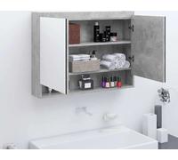 The Living Store Armoire de toilette pour salle de bain 80x15x60 cm MDF gris béton