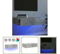 The Living Store Armoire TV avec lampes LED gris béton 60x35x15,5 cm