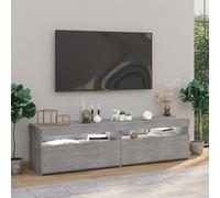 The Living Store Armoires TV 2 pièces avec lampes LED gris béton 75x35x40 cm