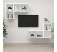 The Living Store Armoires TV murales 4 pcs. Blanc Bois composite