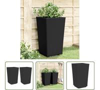 The Living Store Bac à plantes 2 pcs. noir 32,5x32,5x57 cm PP