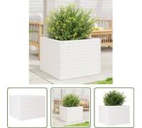 The Living Store Bac à plantes blanc 60x60x46 cm pin massif