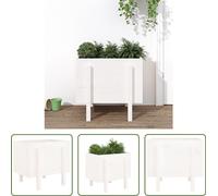 The Living Store Bac à plantes blanc 62x50x57 cm pin massif