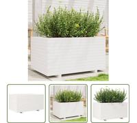 The Living Store Bac à plantes blanc 90x60x49,5 cm pin massif