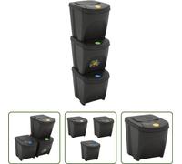 The Living Store Bacs empilables 3 pcs. Gris 75 L Polypropylène