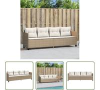 The Living Store Bain de soleil avec coussins Beige Poly Rattan