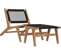The Living Store Bain de soleil avec repose-pieds en teck massif et corde