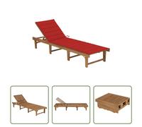 The Living Store Bain de soleil pliable avec revêtement en bois massif d'acacia