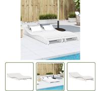 The Living Store Bains de soleil 2 pcs. Blanc 205x60x31,5 cm Pin massif