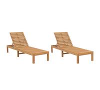 The Living Store Bains de soleil 2 pcs. Bois massif teck