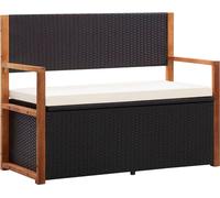 The Living Store Banc avec espace de rangement 115 cm Poly rotin massif acacia noir