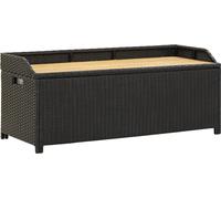 The Living Store Banc avec espace de rangement 120 cm Poly rotin noir