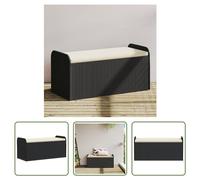 The Living Store Banc avec espace de rangement & coussins Noir 115x51x52 cm Poly rotin