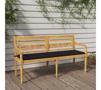 The Living Store Banc Batavia avec coussin noir 150 cm teck massif