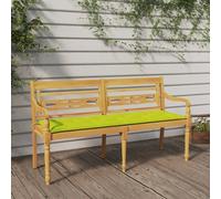 The Living Store Banc Batavia avec coussin vert clair 150 cm teck massif