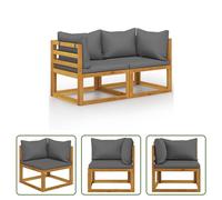 The Living Store Banc de jardin 2 places avec coussins gris foncé