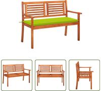 The Living Store Banc de jardin 2 places avec support 120 cm bois massif eucalyptus