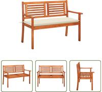 The Living Store Banc de jardin 2 places avec support 120 cm bois massif eucalyptus