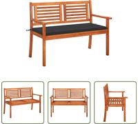 The Living Store Banc de jardin 2 places avec support 120 cm bois massif eucalyptus