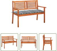 The Living Store Banc de jardin 2 places avec support 120 cm bois massif eucalyptus
