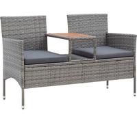 The Living Store Banc de jardin 2 places avec table de thé 143 cm Poly rotin gris