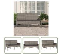 The Living Store Banc de jardin 3 places avec coussins Gris Poly Rattan