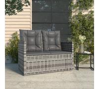 The Living Store Banc de jardin avec coussins Gris 105 cm Poly rotin