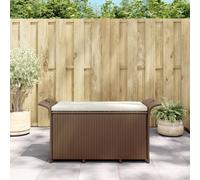 The Living Store Banc de jardin avec coussins Marron 116x46x57 cm Poly rotin