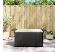 The Living Store Banc de jardin avec coussins Noir 116x46x57 cm Poly rotin