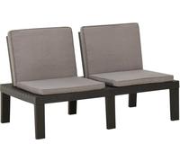 The Living Store Banc de jardin avec coussins Plastique gris