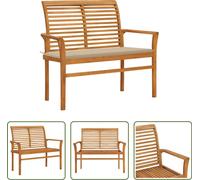 The Living Store Banc de jardin avec revêtement beige 112 cm en teck massif