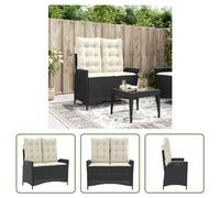 The Living Store Banc de jardin Réglable avec coussins Noir Poly Rattan