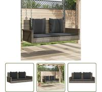 The Living Store Banc suspendu avec coussin Gris 119x56x48 cm Poly rotin