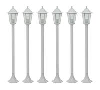 The Living Store Borne d'éclairage de jardin 6 pcs. E27 110 cm aluminium blanc