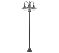 The Living Store Borne d'éclairage de jardin E27 220 cm aluminium 3-lanternes bronze