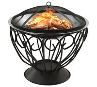 The Living Store : brasero et barbecue 2 en 1 avec tisonnier, 59 x 59 x 60 cm, en acier inoxydable