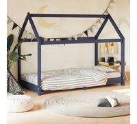 The Living Store Cadre de lit pour enfant Gris Pin massif 70 x 140 cm
