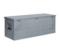 The Living Store Caisse en aluminium 110,5×38,5×40 cm finition argentée
