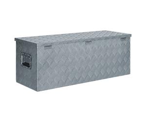 The Living Store Caisse en aluminium 110,5×38,5×40 cm finition argentée