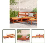 The Living Store Canapé de jardin avec repose-pieds 2 places brun cireux pin massif