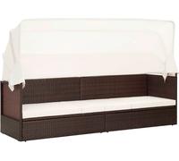 The Living Store Canapé de jardin avec toit solaire Poly Rattan Marron