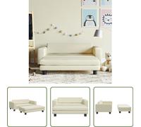 The Living Store canapé enfant avec tabouret Crème 100x50x30 cm simili cuir