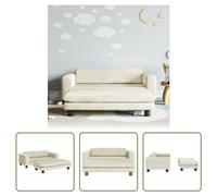 The Living Store canapé enfant avec tabouret Crème 100x50x30 cm Velours